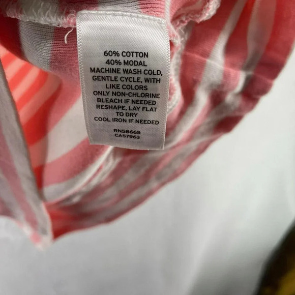 Caslon Hoodie Women Sm White Pink Flamingo Charm Striped Knit Drawstring Stretch - Picture 11 of 12